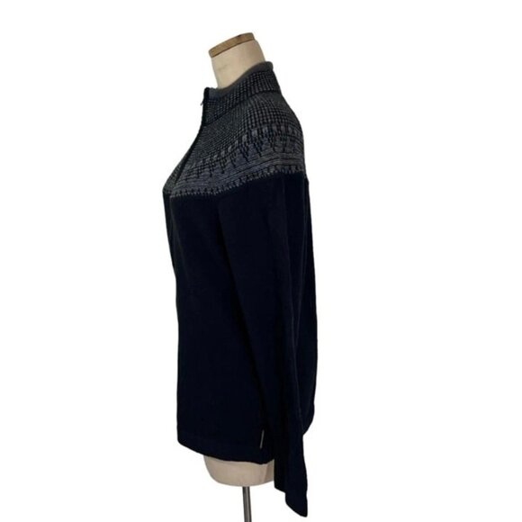 Woolrich sweater women's S black gray pattern 1/2 zip pullover cotton wool nylon - Picture 7 of 11